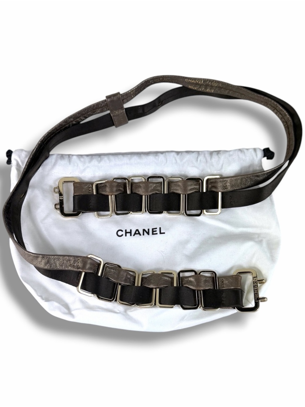 Rare ARCHIVE Chanel 2004 Runway Belt Karl Lagerfeld Era Leather & Gold 85 - Picture 2 of 16
